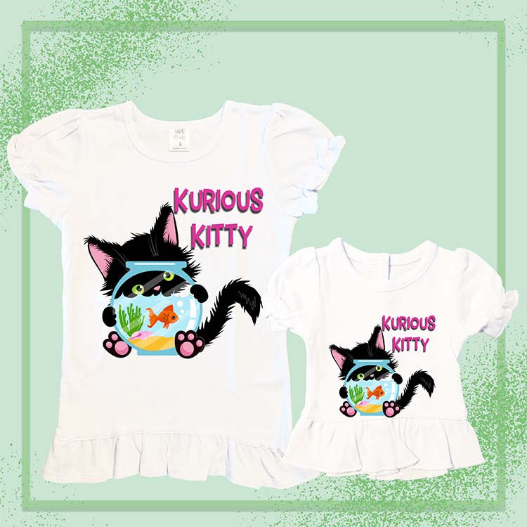 Kurious Kitty, Extra Ruffle Girl's & Doll Shirts