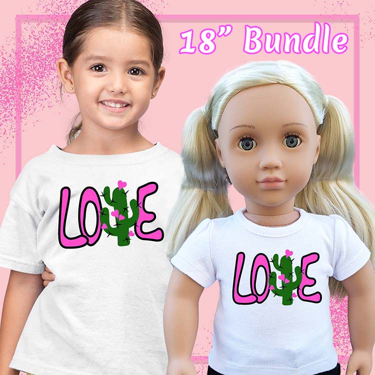 Cacti Love, 18" Doll Regular Tee Bundle