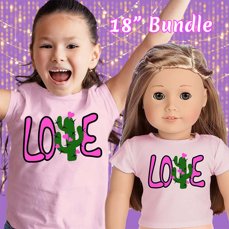 Cacti Love, 18" Doll Regular Tee Bundle