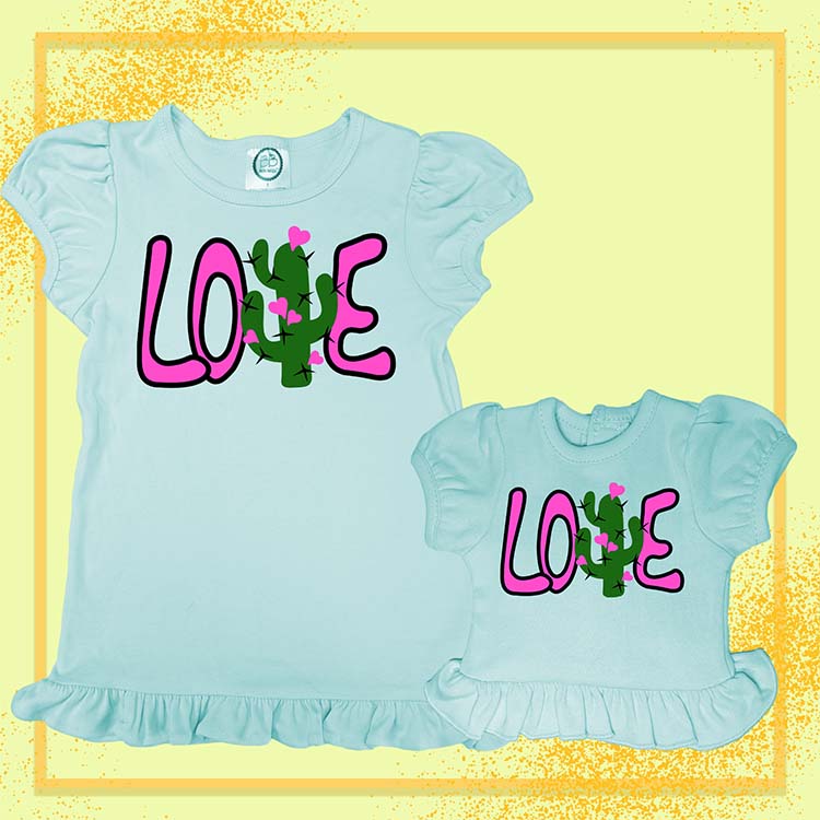 Cacti Love, Extra Ruffle Girl's & Doll Shirts