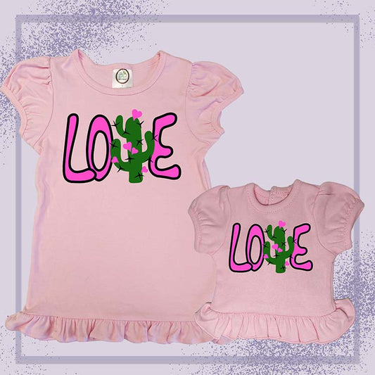 Cacti Love, Extra Ruffle Girl's & Doll Shirts