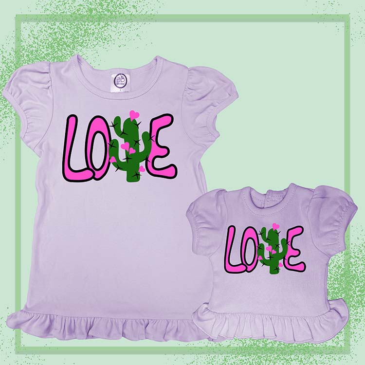 Cacti Love, Extra Ruffle Girl's & Doll Shirts