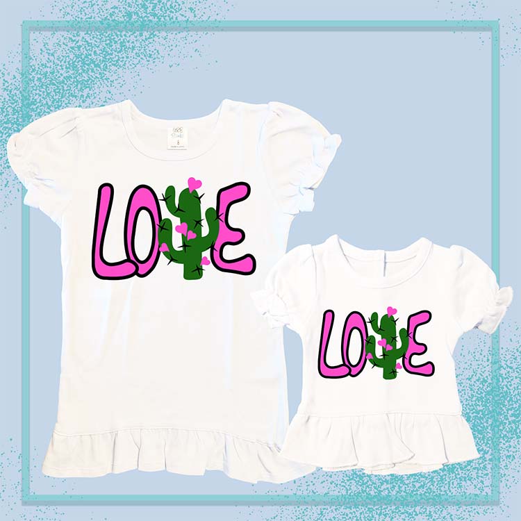 Cacti Love, Extra Ruffle Girl's & Doll Shirts