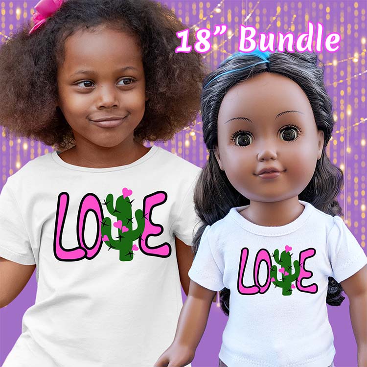 Cacti Love, 18" Doll Regular Tee Bundle