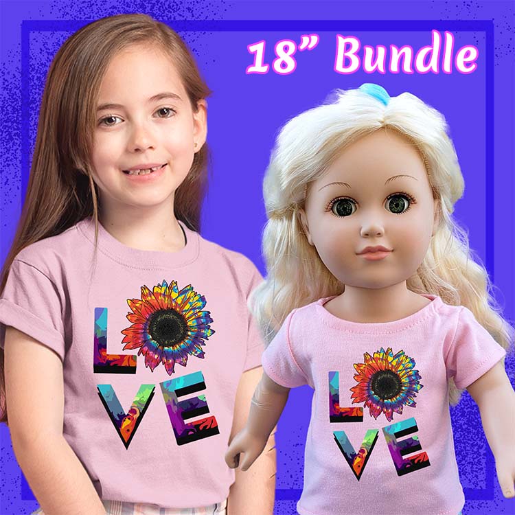 Love Sunflower, 18" Doll Regular Tee Bundle