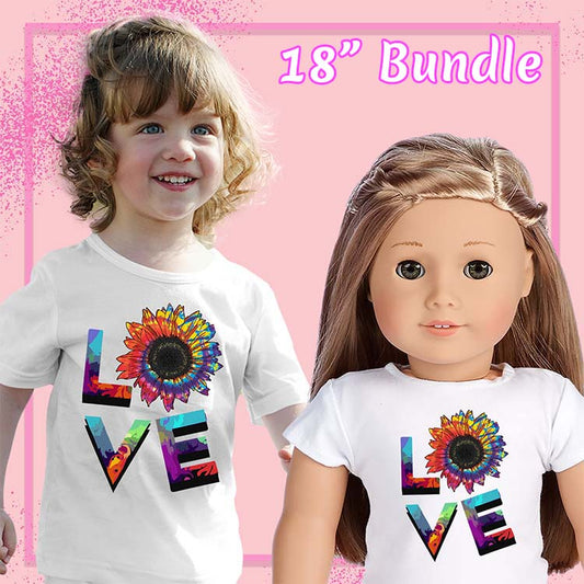 Love Sunflower, 18" Doll Regular Tee Bundle