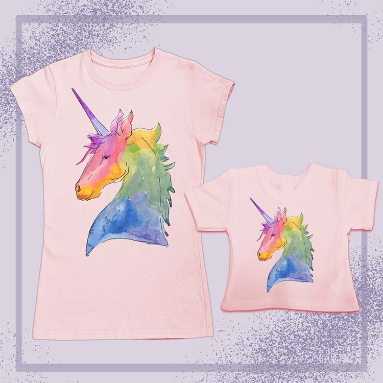 Rainbow Unicorn, 18" Doll Regular Tee Bundle