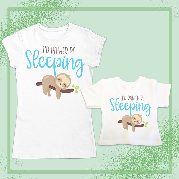 Rather Be Sleeping Sloth, 14" Doll Regular Tee Bundle