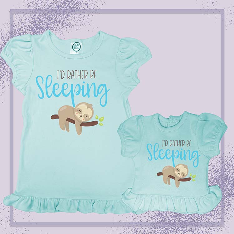 Rather Be Sleeping Sloth, Extra Ruffle Girl's & Doll Shirts