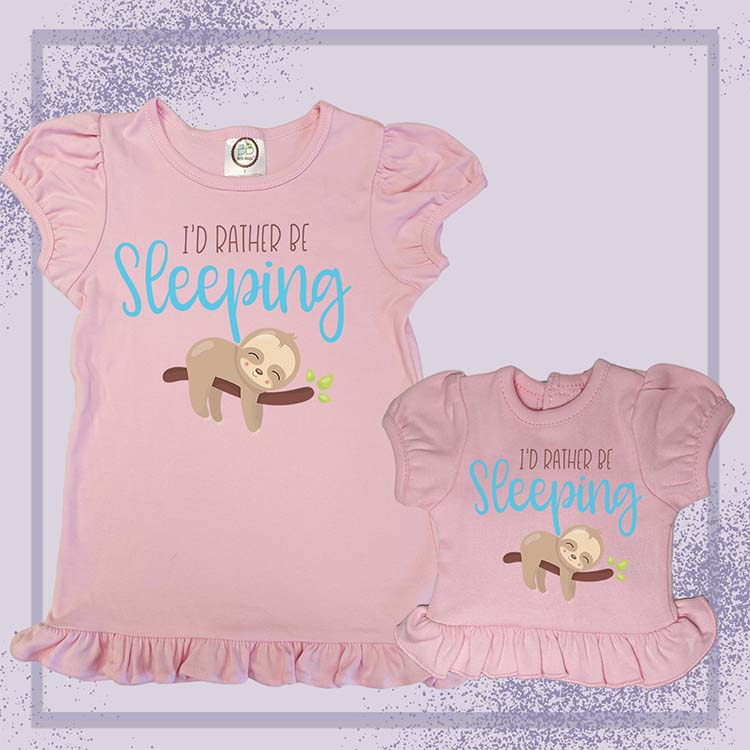 Rather Be Sleeping Sloth, Extra Ruffle Girl's & Doll Shirts