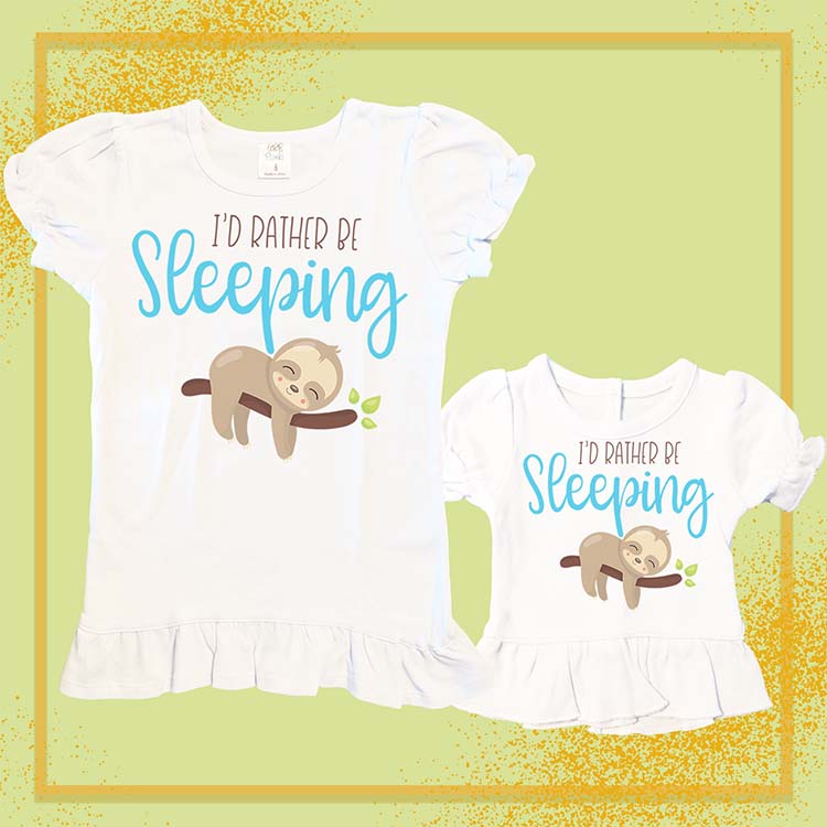 Rather Be Sleeping Sloth, Extra Ruffle Girl's & Doll Shirts