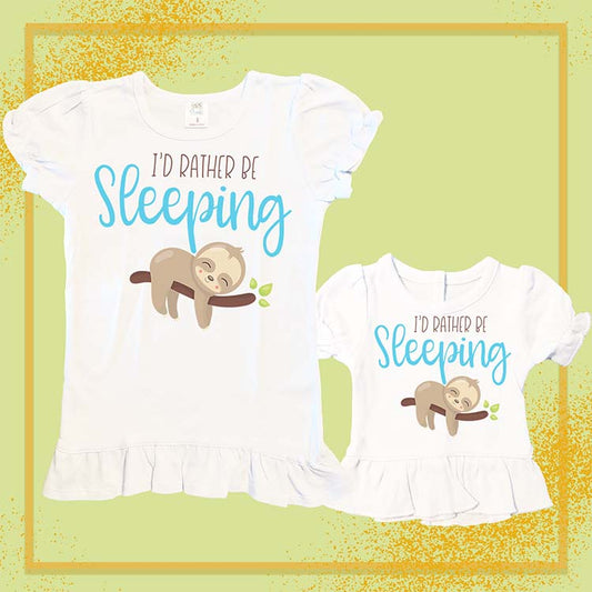 Rather Be Sleeping Sloth, Extra Ruffle Girl's & Doll Shirts